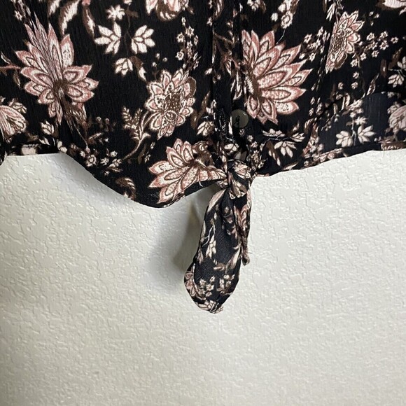 Knox Rose Size Small Floral Lace Peasant Button Top Bohemian Front Knot  NEW - Picture 8 of 8